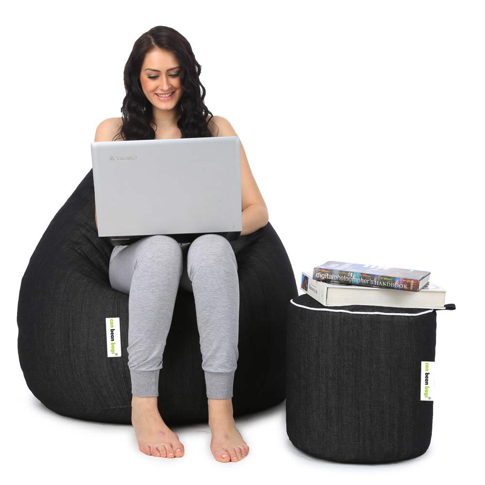Can bean bags Classic XXXL Denim Bean Bag With Footstool